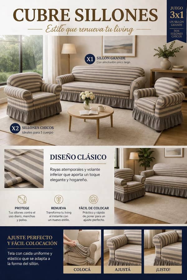 Cubre sillon 3 Cuerpos
